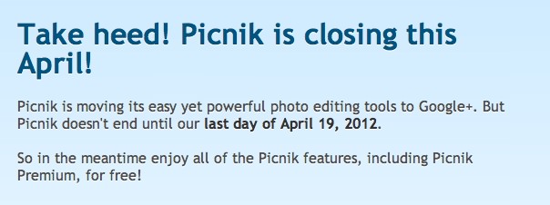 Picnik is closing